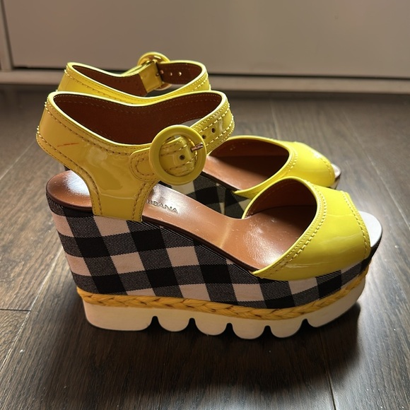 Dolce&Gabbana yellow & checkered platform sandal 37 - Picture 3 of 7